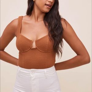 ASTR the Label Aria Bodysuit in Mocha - New With Tags